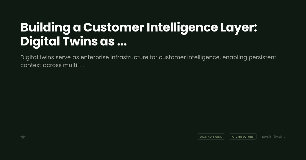 Building a Customer Intelligence Layer: Digital Twins as Enterprise Infrastructure