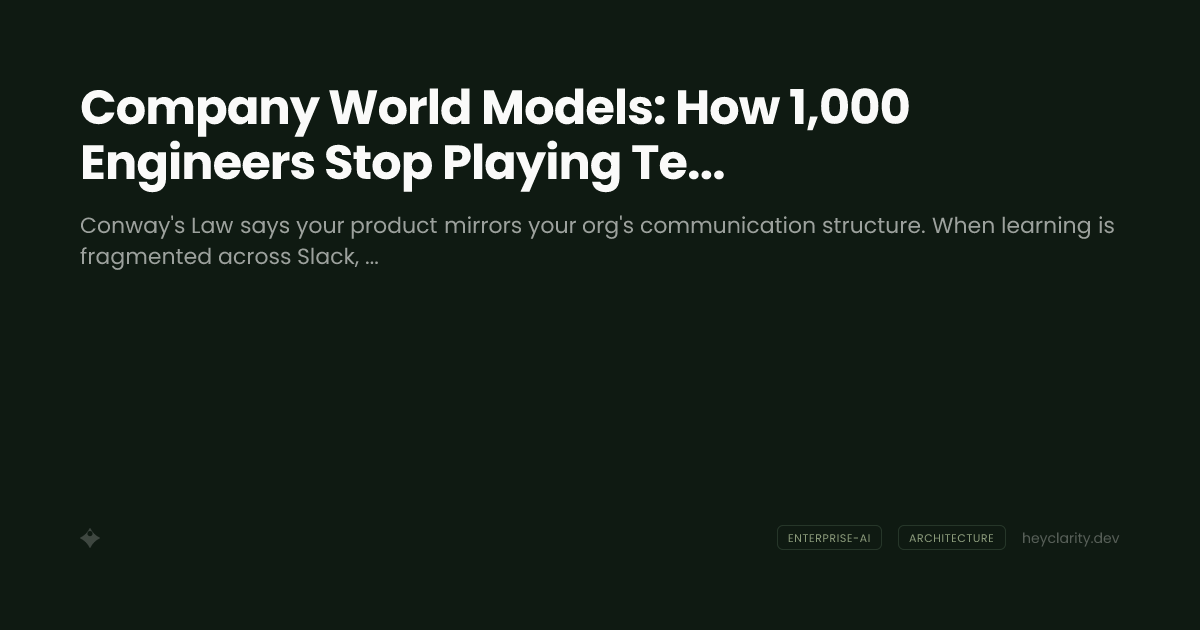 Company World Models: How 1,000 Engineers Stop Playing Telephone