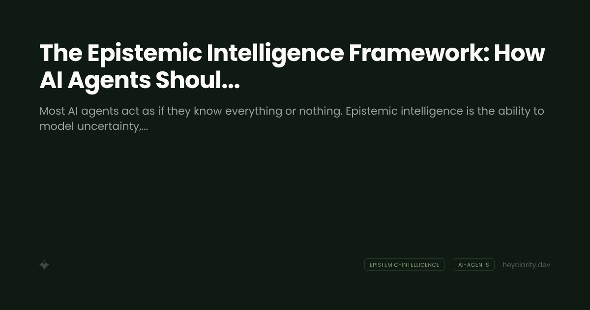 The Epistemic Intelligence Framework: How AI Agents Should Model What They Know and Do Not Know