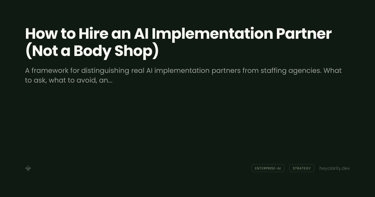 How to Hire an AI Implementation Partner (Not a Body Shop)