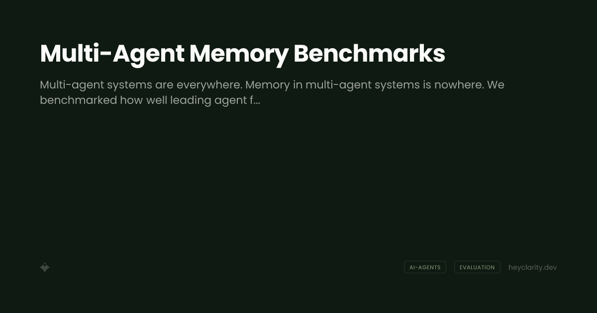 Multi-Agent Memory Benchmarks