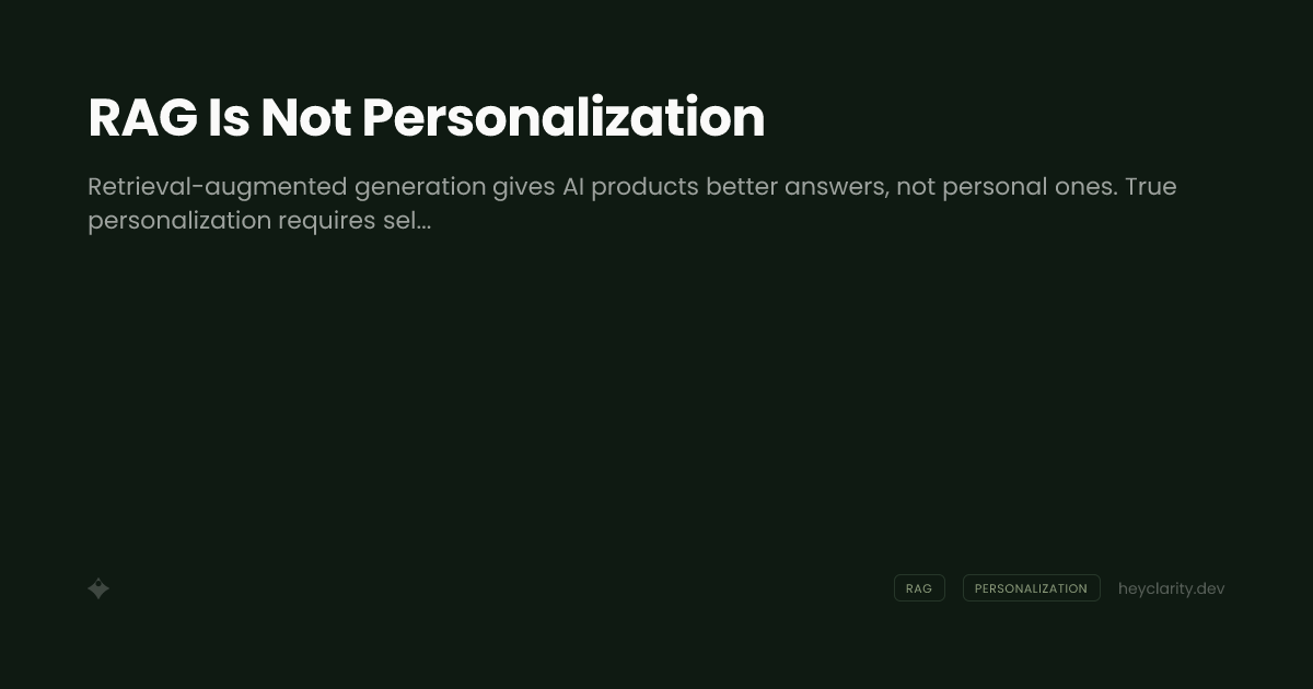 RAG Is Not Personalization