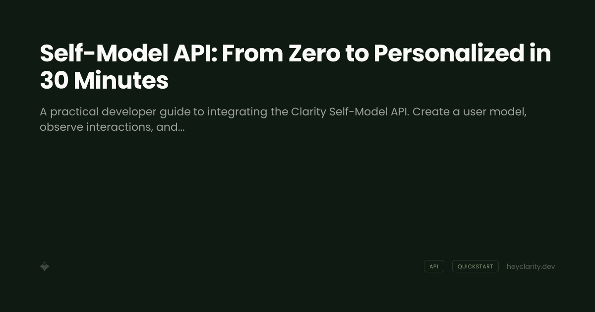 Self-Model API: From Zero to Personalized in 30 Minutes