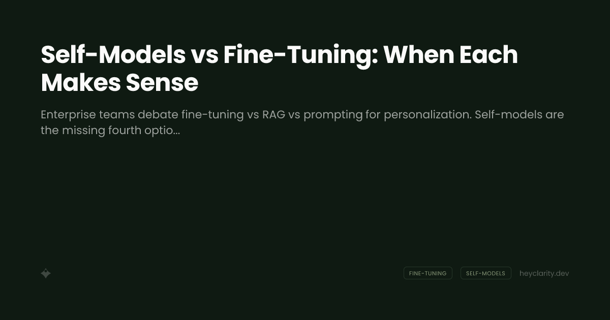 Self-Models vs Fine-Tuning: When Each Makes Sense