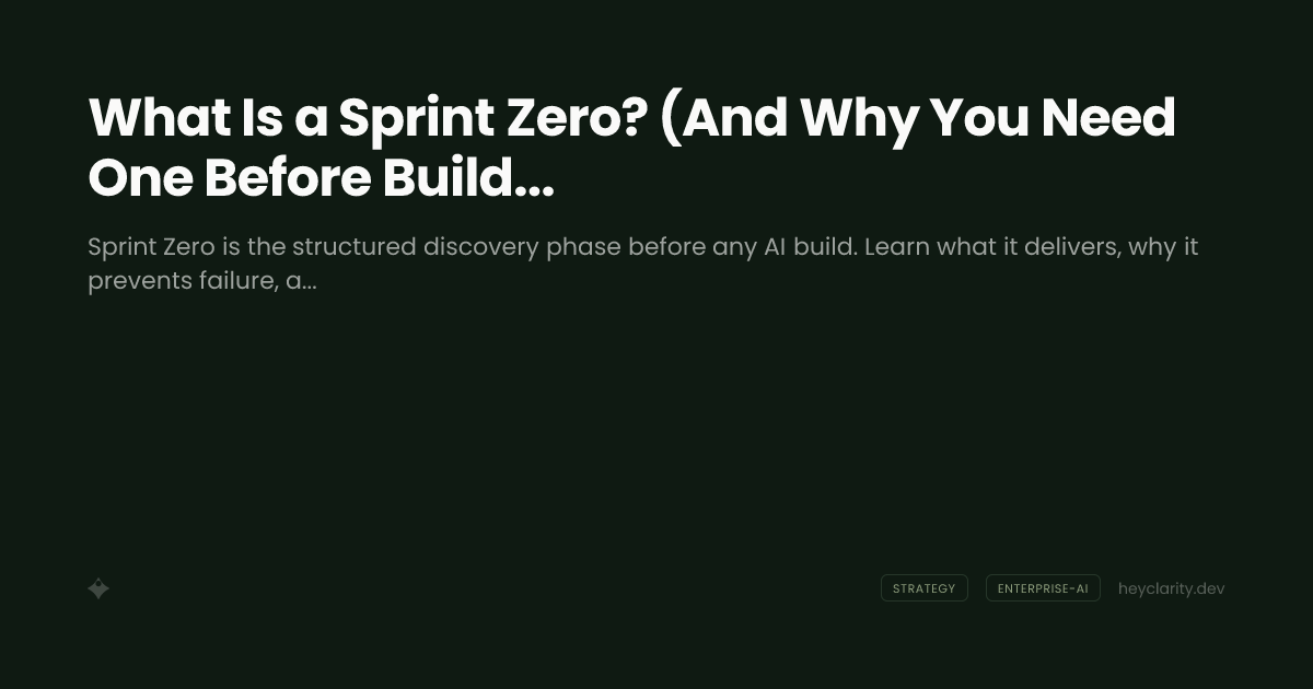 What Is a Sprint Zero? (And Why You Need One Before Building AI)
