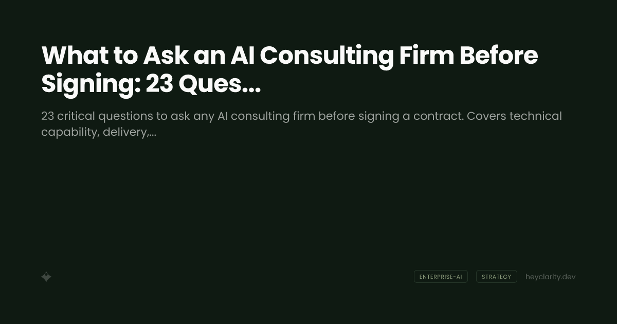 What to Ask an AI Consulting Firm Before Signing: 23 Questions